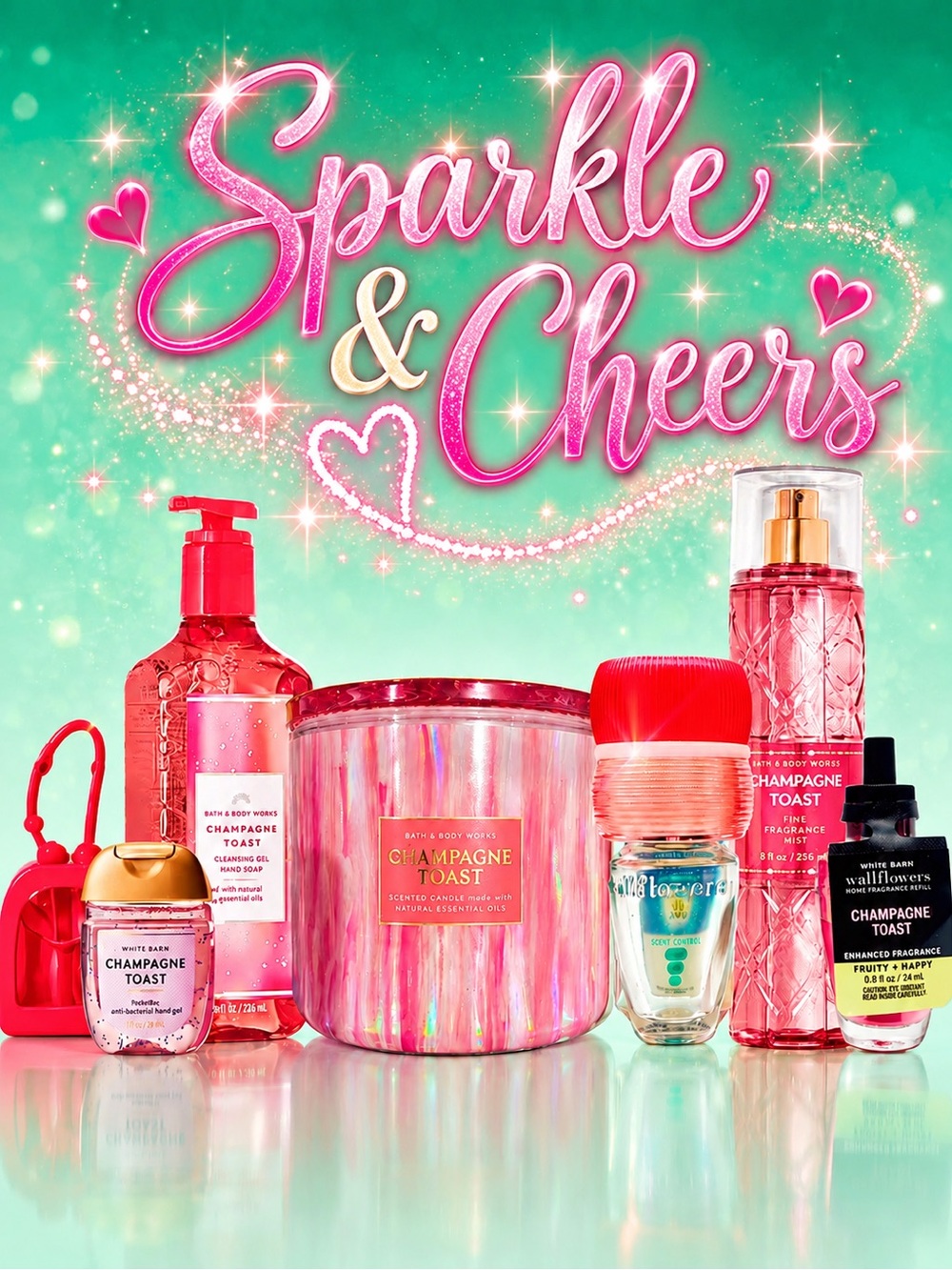 Bath & Body Works Champagne Toast 7-Pc Gift Set Candle Mist Wallflower